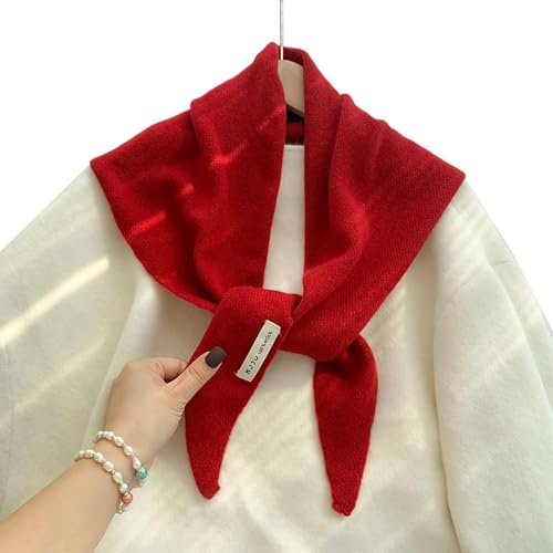 Red Knitted Triangular Scarf for Women, Neck Scarf for Women,Headscarf Knitted Scarf Multi-Functional Warm Knitted Scarf(Red)