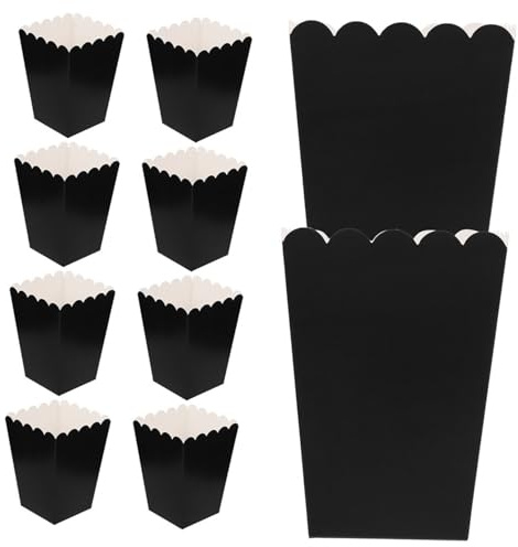 Popcornboxen Schwarz 100 Stück aus Weißer Pappe für Party | Süßigkeiten und Popcorn, Sicher und Zuverlässig, Geeignet für Zuhause und Kino