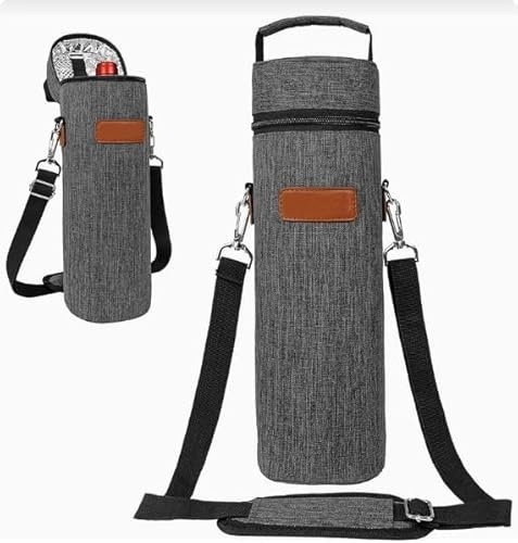 Weintragetasche für Eine Flasche, Kühltasche für 750mL Weinflasche Champagner Flaschenhalter mit Griff und Verstellbarem Schultergurt, Geschenk für Picknick Camping AStrand Bend