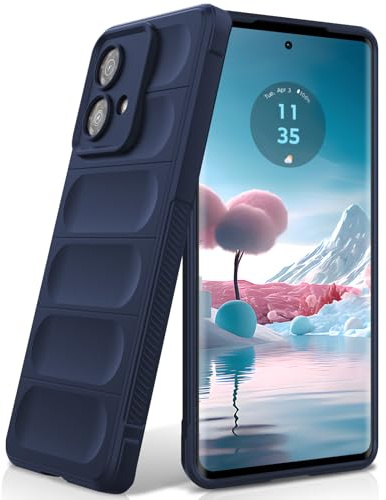 BonYonka Funda de Silicona para Motorola Moto Edge 40 Neo, Azul | Diseño Ondulado Antigolpes, Forro Interior de Microfibra Antirrayas, Tacto Suave y Sedoso, Protección Militar contra Caídas