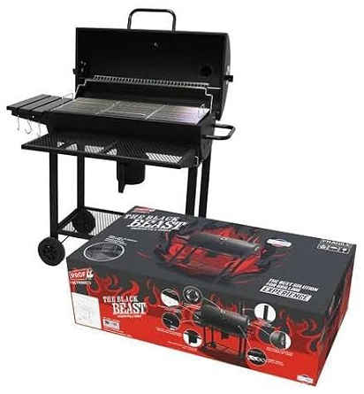Barbecue a Carbone The Black Beast Professional Griglia XXL | Per Giardino e Terrazza, Coperchio con Controllo della Temperatura, Ideale per Grigliate, Affumicatura e Cotture Lente