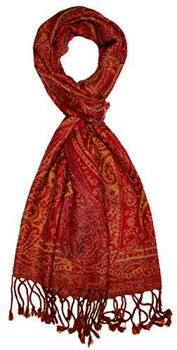 LORENZO CANA - Luxus Herren Schal aus weicher Wolle aufwändiges Paisleymuster mehrfarbig Rot Rosa Violett Türkis Gelb 35 cm x 160 cm Wollschal Wolltuch Männerschal 7840311