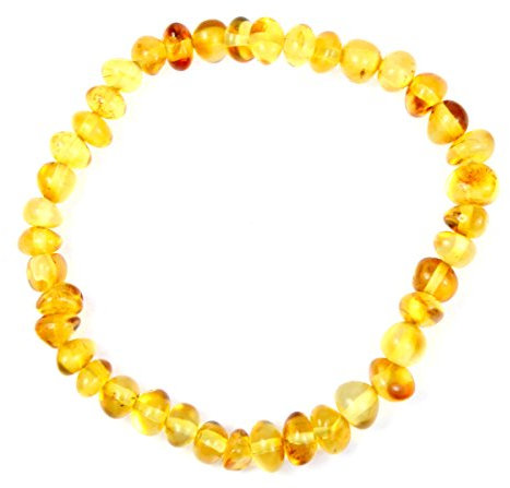 Armband/Fußkettchen aus 100 % echtem Bernstein, geknüpft, für Erwachsene, Hersteller aus Großbritannien, 11 - 23 cm.