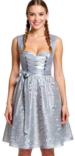 Alte Liebe Trachtenkleid 2tlg. Damen Dirndl Kleid A341 /38 Grau