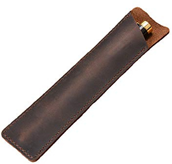 Daimay Cheval fou Étui à stylo en cuir Fontaine à la main Pochette de protection Couverture de manche pour Stylo à bille, stylet tactile - Marron Foncé