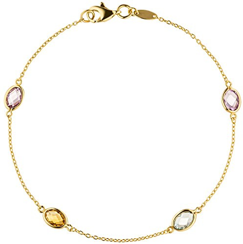 Jobo Damen-Armband aus 14 Karat 585 Gold mit Edelsteinen 19 cm