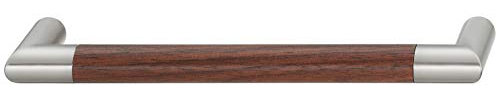 Gedotec Moderner Schubladengriff 192 mm Möbelgriff Küche - AGRA | Holz-Griff Nuss & Edelstahl-Optik | Küchengriff für Schrank-Türen & Möbel - Schubladen | 1 Stück - Design Schrankgriff mit Schrauben