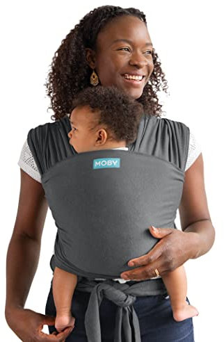Moby Wrap Babytragetuch für Neugeborene bis Kleinkind - Element - Baby Wrap Carrier Slings - Perfekte Babyhalterung für Mama & Papa - Verstellbar für alle Körpertypen - Asphalt