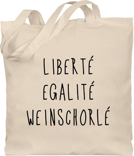 Shirtracer - Baumwolltasche - Sprüche Statement mit Spruch - Liberte Egalite Weinschorle schwarz