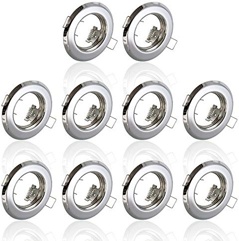 Maxkomfort 10x Einbaustrahler IP20 mit GU10 Fassung RUND chrom Einbauspot Einbauleuchte Rahmen Rostfrei Deckenspot Strahler Spot 803