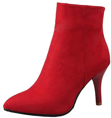 Smilice Sexy Women Ankle Stiletto Boots Red