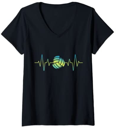 Damen Volleyball Outfit für Spieler Trainer Fans Beach Volleyaball T-Shirt mit V-Ausschnitt