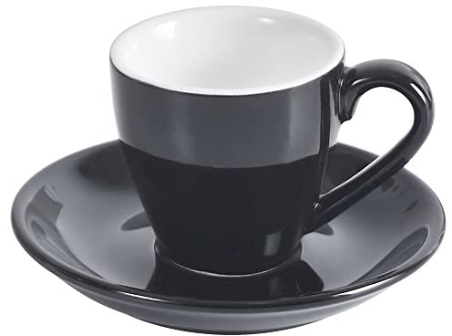 ionEgg Tazza da caffè in porcellana con piattino, tazza da caffè espresso, 80ml/2oz, nero…