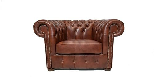 Chesterfield Fåtölj läder i klass | 2 till 4 veckors leveranstid (molnig gammal brun)