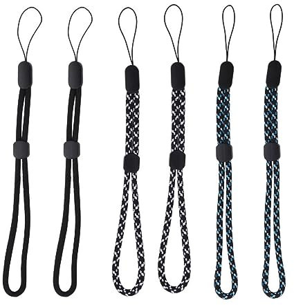 PLABBDPL Handschlaufe, Nylon Schlüsselband Kurz Verstellbar Lanyard Handgelenk Trageband Können, Kamera Trageband Schlaufe für Handys, Schlüssel, USB-Stick, MP3, MP4, Kamera, 6 Stück