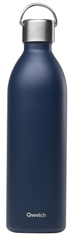 Qwetch - Botella Isotérmica Active Inox 1L Azul Marino Active | Botella Agua Acero Inoxidable con Asa - 24h Frío / 12h Caliente - Reutilizable, Hermética y sin BPA