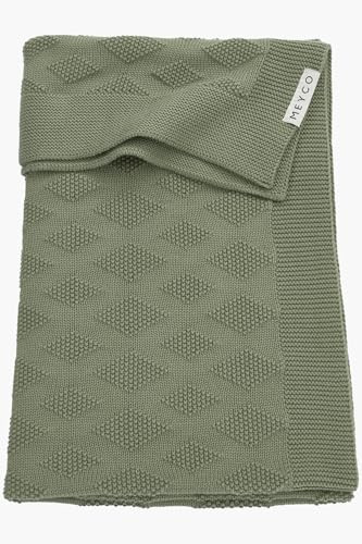 MEYCO Baby Knit Basic Babydecke, gestrickte Babydecke (atmungsaktive und weiche Baumwolldecke, einfache Pflege, Maschinenwaschbar, hochwertiges Baby Zubehör, Größe: 75 x 100 cm), Forest Green