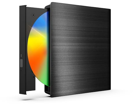 AAVEDA Lecteur DVD externe, USB 3.0 externe Type-C lecteur DVD DVD CD RW ROM graveur lecteur de lecteur Windows Mac ordinateur de bureau plateau chargement copie clone disque logiciel