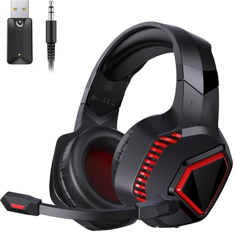 KAPEYDESI Wireless Gaming Headset, 2.4Ghz Noise Cancelling Headphones for PS5, PS4, PC, Switch, Bluetooth Headset with Microphone, 3.5mm Wired Mode for Xbox Series