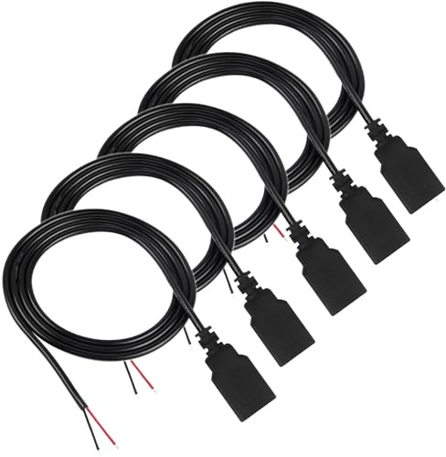 RUNCCI-YUN 5PCS USB Buchse 2 polig Kabel Lötbar Pigtail Kabel,für USB-Geräte installiert oder DIY ersetzen Reparatur 1m/39.37 inch