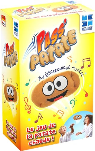 Megableu - Pass PATATE - Jeu de Société Amusant pour Enfants dès 4 Ans - Jeu Musical Électronique de la Patate Chaude - Jeux d'Extérieur ou Intérieur - Piles Non Incluses - 2+ Joueurs - en Français