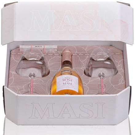Paquet Exclusif Édition Limitée Rosa Dei Masi Et 2 Verres | Idée Cadeau | Coffret Exclusif Avec 1 Bouteille De 750 Ml Et 2 Verres Sérigraphiés