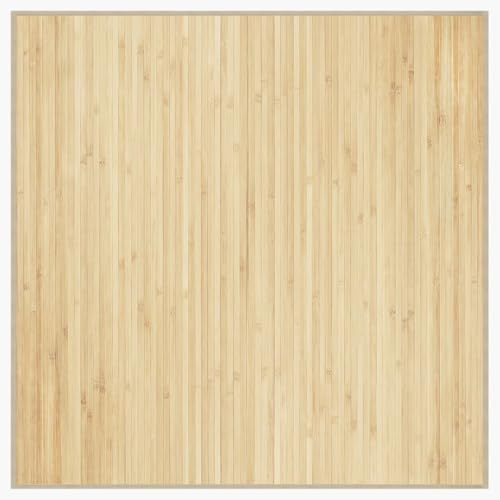 vidaXL Alfombra rectangular de bambú, 100 x 100 cm, tono natural claro, duradera, resistente al agua, base antideslizante, fácil de limpiar