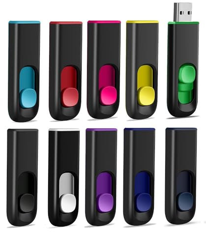 MAKACTUA Clé USB 2.0 16Go Lot de 10 USB Flash Drive Rétractable Mémoire Stick Stockage Données Pendrive, Clé USB 2.0 Memory Stick Flash Drive Noir