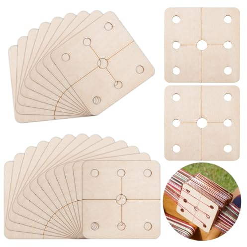 AHANDMAKER 24 Stück Quadratische Webkarten, 2.4x2.4 Zoll Holzwebstuhlkarten, Handgefertigte Webwerkzeuge, Webzubehör, Holzbrettchen, Webkarten, Holzwerkzeug Für Strickwebstuhlzubehör, Papayawhip