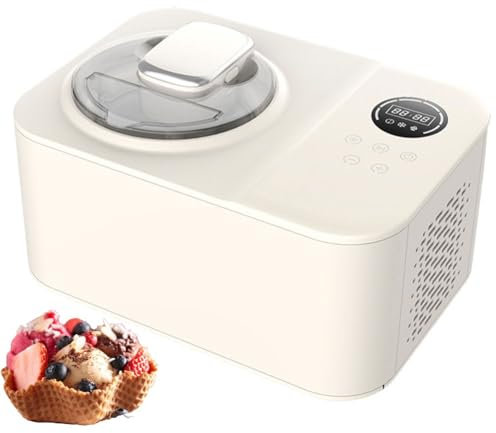 Eismaschine for zu Hause, Eismaschinen for die Arbeitsplatte mit LCD-Display, 1,2 Quarts selbstgefrierende Softeismaschine mit Edelstahl-Innenteil, for Kinder Frozen Yogurt, Gelato, Sorbet