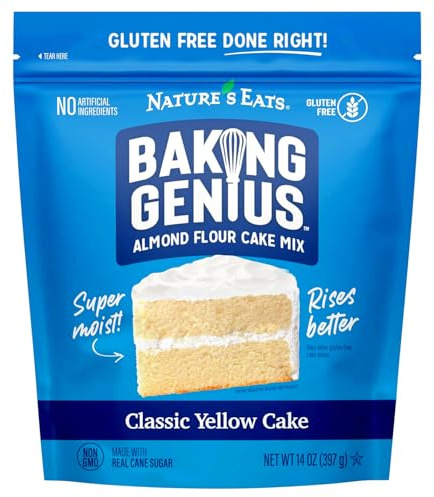 Nature's Eats Baking Genius Classic Yellow Cake Mezcla de harina de almendras para tartas, 400 ml
