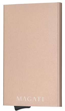 MAGATI AluGuard RFID Kartenetui - Slim Wallet Aluminium mit RFID-Schutz - Kompaktes Kartenhalter für Herren & Damen für bis zu 7 Karten - Gold