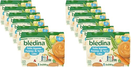 Blédina - Petits pots pour bébé - Petites légumes Pommes de terre Lieu - 80% d'ingrédients Français - Dès 6 mois - 12 pots de 200g