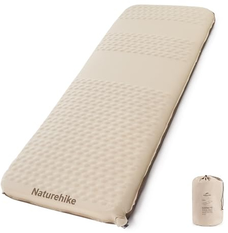 Naturehike Matelas de camping auto-gonflant avec mousse, épaisseur 6,5 cm, matelas de camping gonflable double taille pour extérieur, camping, voiture, maison, processus primés ISPO