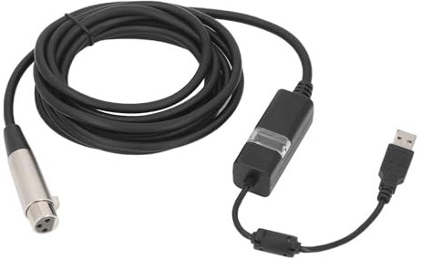 SENECESLI USB Stecker auf XLR Buchse, Mikrofonverbindungskabel, 3MLanges Studio Sound Anschlusskabel für Mikrofone oder Aufnahmen, LED Anzeige, USB 2.0/1.1 kompatibel