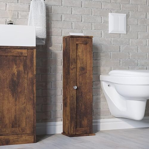 URBNLIVING Distributeur de papier toilette mural, installation facile, finition en bois durable, design peu encombrant, élégant et pratique pour la maison, la salle d'eau, les toilettes d'invités ou