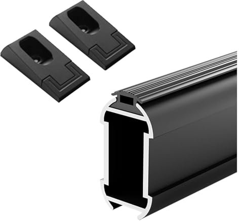 DXYOYONGOZ Bastone appendiabiti, Asta Appendiabiti, Aste for armadio con supporto for staffa, asta for armadio in lega di alluminio for appendere gli abiti(Black,90cm(35 3/8) Length)