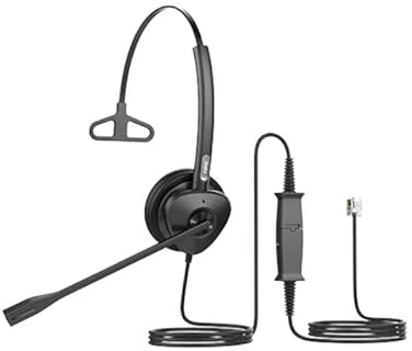 Auriculares Mono, QD a RJ9, con cancelación de Ruido ENC, Ideales para Llamadas y oficinas, mejoran la concentración y Calidad de Audio.