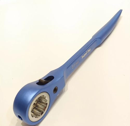 Twisted Bay Aluminium Scaffold Ratchet Podger Spanner, 19/21mm Blue