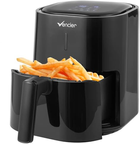 Vencier Digital Air Fryer 4.2L with Rack, 1200W, Fry Force 360° Technology, Oil-Free, 10-in-1 Presets, Touchscreen, Roast, Bake, Dehydrate, Reheat, Compact Design, Dishwasher Safe,