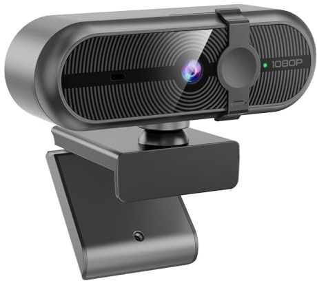 MOERTEK Webcam 1080p pour PC, webcam avec micro, correction automatique de la lumière, grand angle de 90°, cache de confidentialité intégré, prend en charge YouTube, Zoom, Teams, Meet, Skype, parfaite