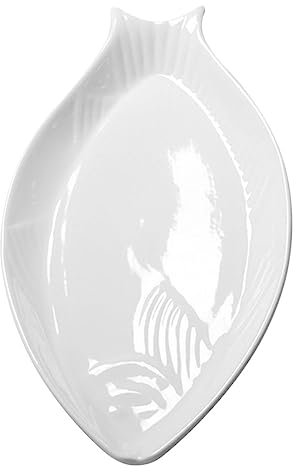 ULTECHNOVO Keramik Fischplatte Servierplatte Oval Für Speisen Snacks Einsetzbare Bruchsichere Porzellanplatte Für Zuhause Gastronomie
