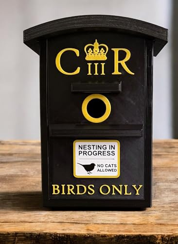 UK Postbox Bird Box | Unique Birdhouse for Gardens & Bird Lovers | Garden Decor | Nest Box | Personalised (Black)