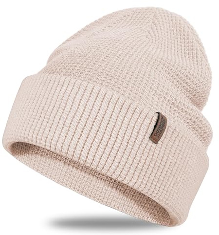Outdoor Shaping Merino Wool Beanie Herren Damen - Warme Strickmütze mit Flip-Up Bündchen für Herren und Damen, Weiche Wintermütze mit Outdoor-Logo, Walkmütze Grau Schwarz