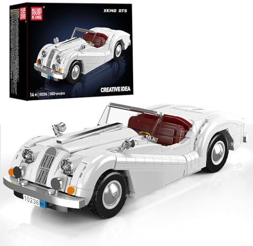Mould King 10236 MOC Technik Vintage Kabriolet Sportwagen Modell Klemmbausteine Bausatz Set, MOC Oldtimer Auto Modell Klemmbausteine Set für Jugendliche/Erwachsene Sammler (1302+ Stücke)