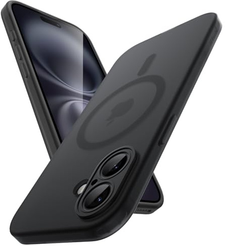 JETech Matte Case for iPhone 16 6.1-Inch Compatible with MagSafe, Non-Yellowing and Anti-Fingerprint, Shockproof Translucent Frosted TPU Soft Phone Cover (Black)