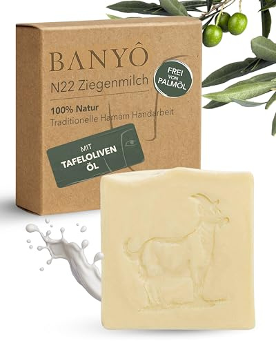 BANYÔ Ziegenmilch Seife | handgemachte Hamamseife | Gesicht & Körper | 100% natürliche Inhaltsstoffe, stärkt die Hautbarriere, lindert Irritationen, ideal für trockene Haut