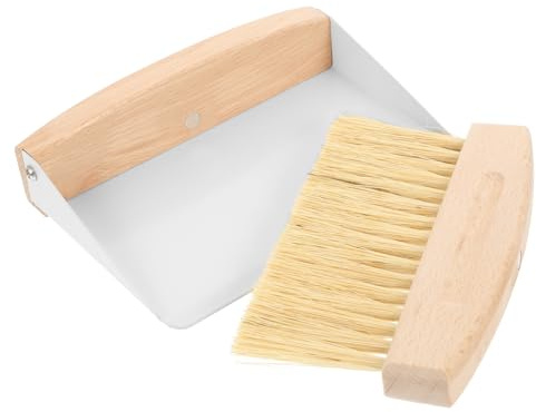 ROMISBABA Mini Balayette et Ramasse-miettes Ergonomique Hêtre et Sisal pour Nettoyage Bureau et Maison Compact et Pratique pour Table Clavier et Surface