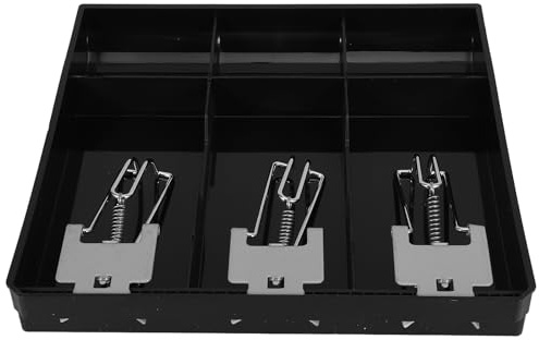CALLARON Multi-Compartment Cash Drawer Tray with Metal Clip, 3-Section Cash Register Insert for Store Register, Coin and Money Organizer Tray Suitable for Supermarket and Office Use