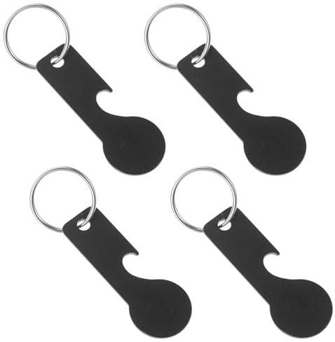 CALLARON Portachiavi Gettoni in Acciaio Inox 4 Pezzi, Dispositivo Portatile per Rimozione Carrello Spesa Ciondolo Apribottiglie, Accessorio Multifunzione per Chiavi e Shopping